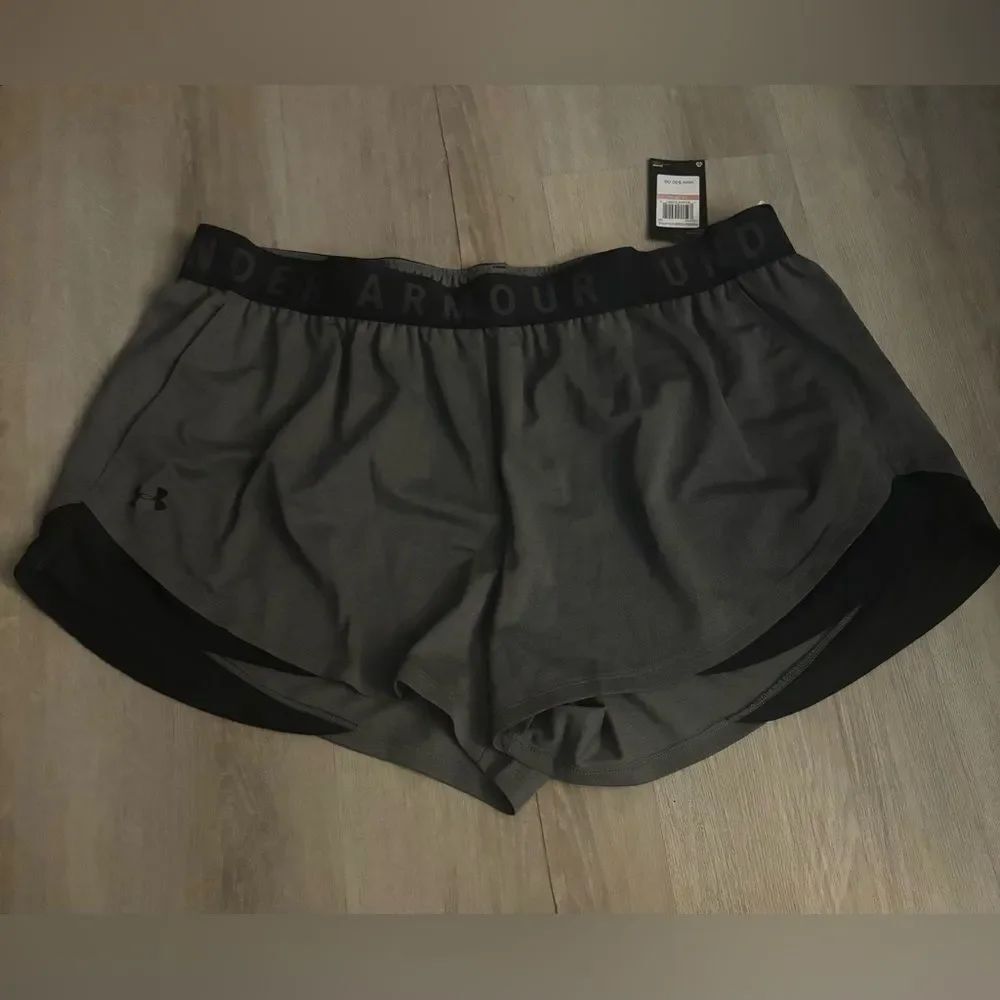 Under Armour Women's Charcoal and Black Shorts